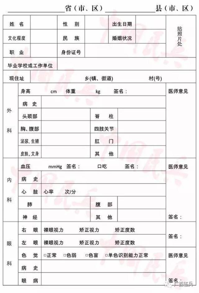 最新入伍体检标准